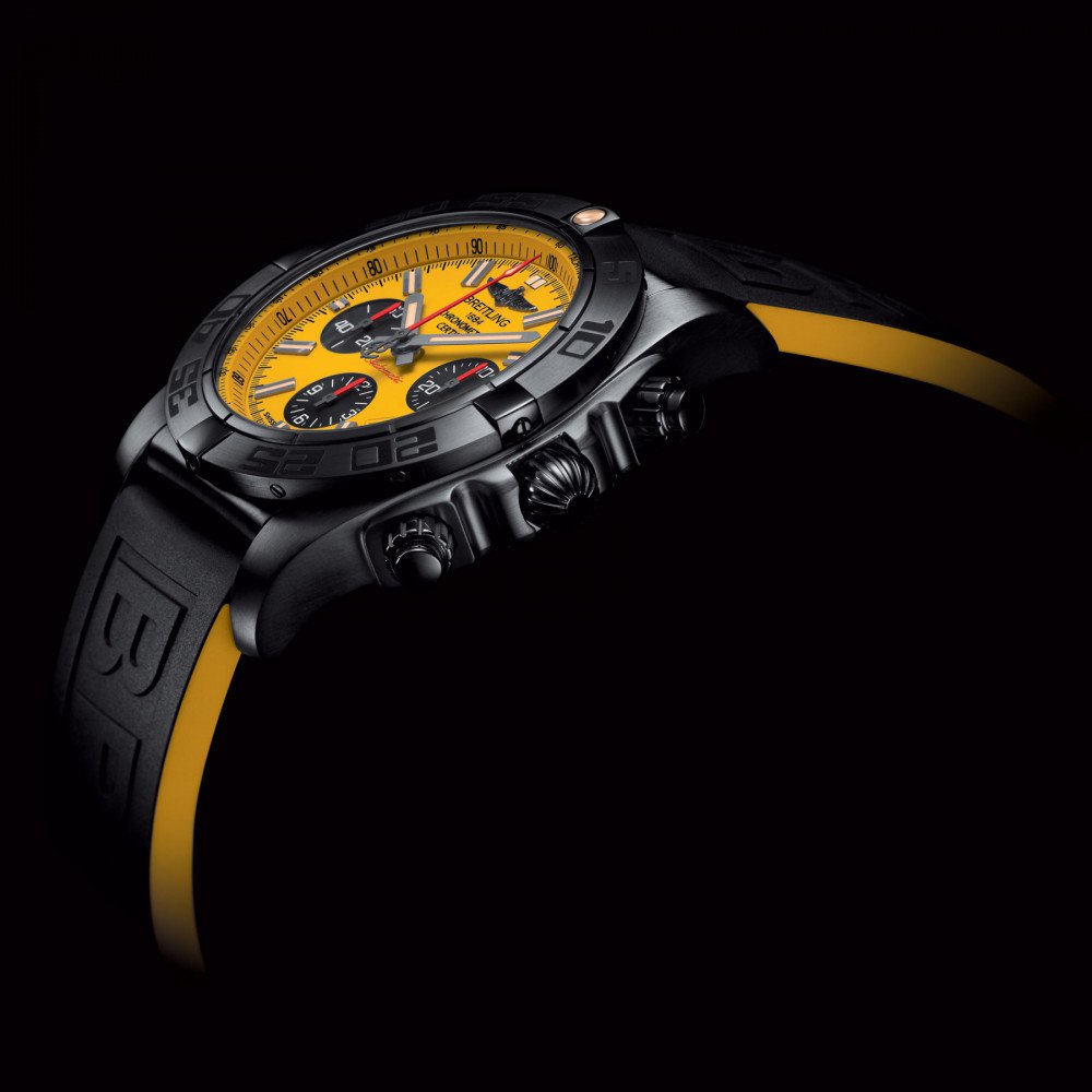 Breitling Chronomat 44 Blacksteel Copy Watches With Yellow Dial