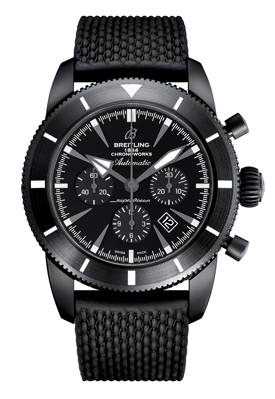 This black dial replica Breitling watch just gives people a cool feeling, with powerful and beautiful performance, also with the high-tech ceramic and upgrading, this one can be said as a worthy buying watch.